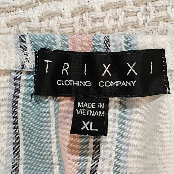 Trixxi White Striped Summer Dress Spaghetti Strap Casual Size XL - Picture 5 of 6